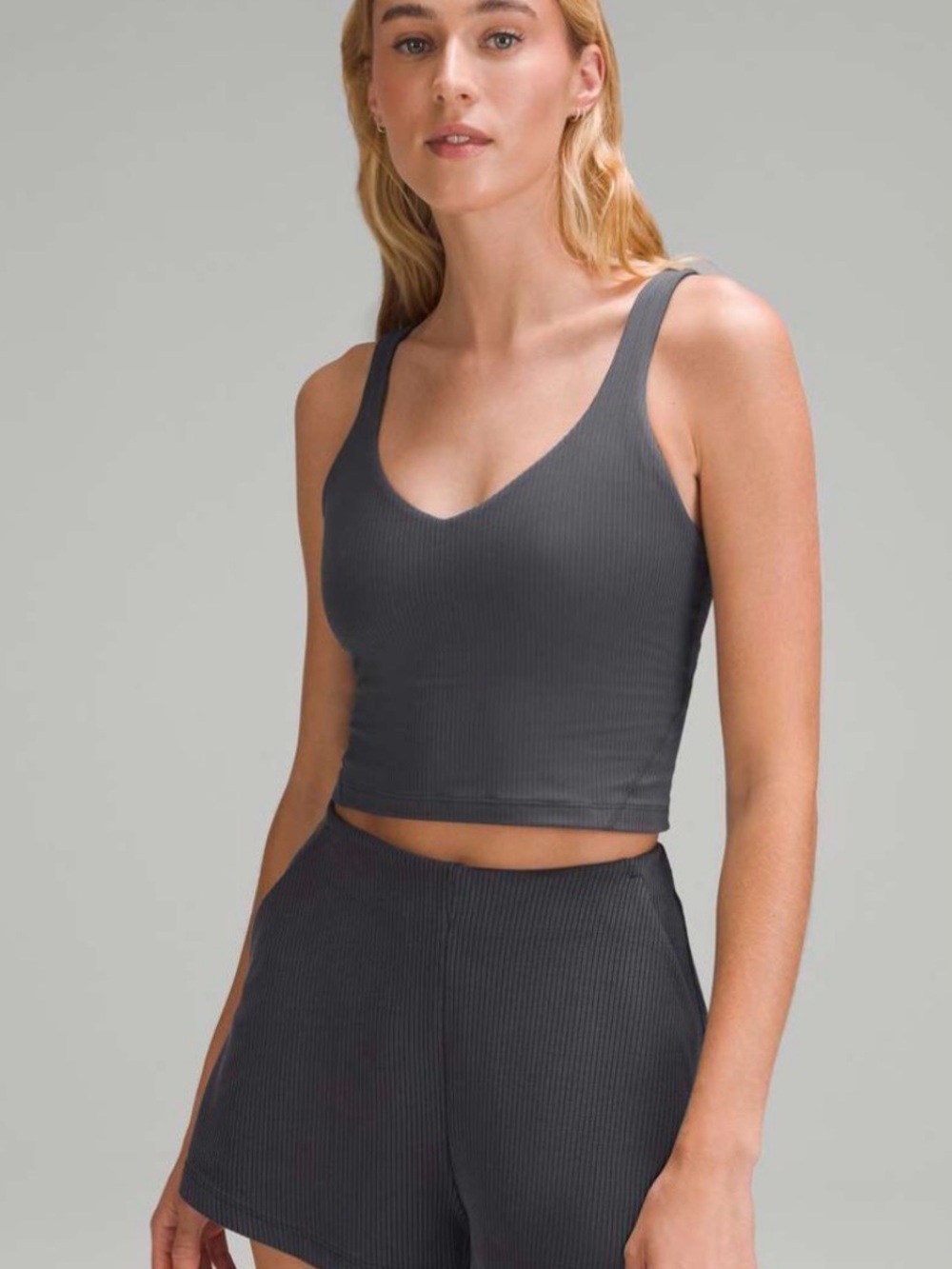 lululemon athletica Ribbed V-Neck Crop Tank - Charcoal 6